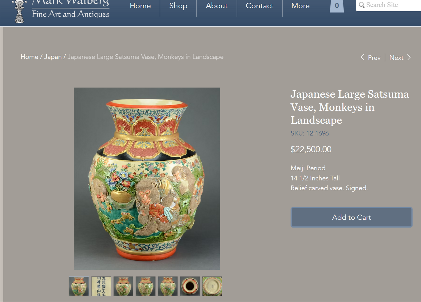 Japanese Satsuma, Kyoto Ware Raised Monkey Vase