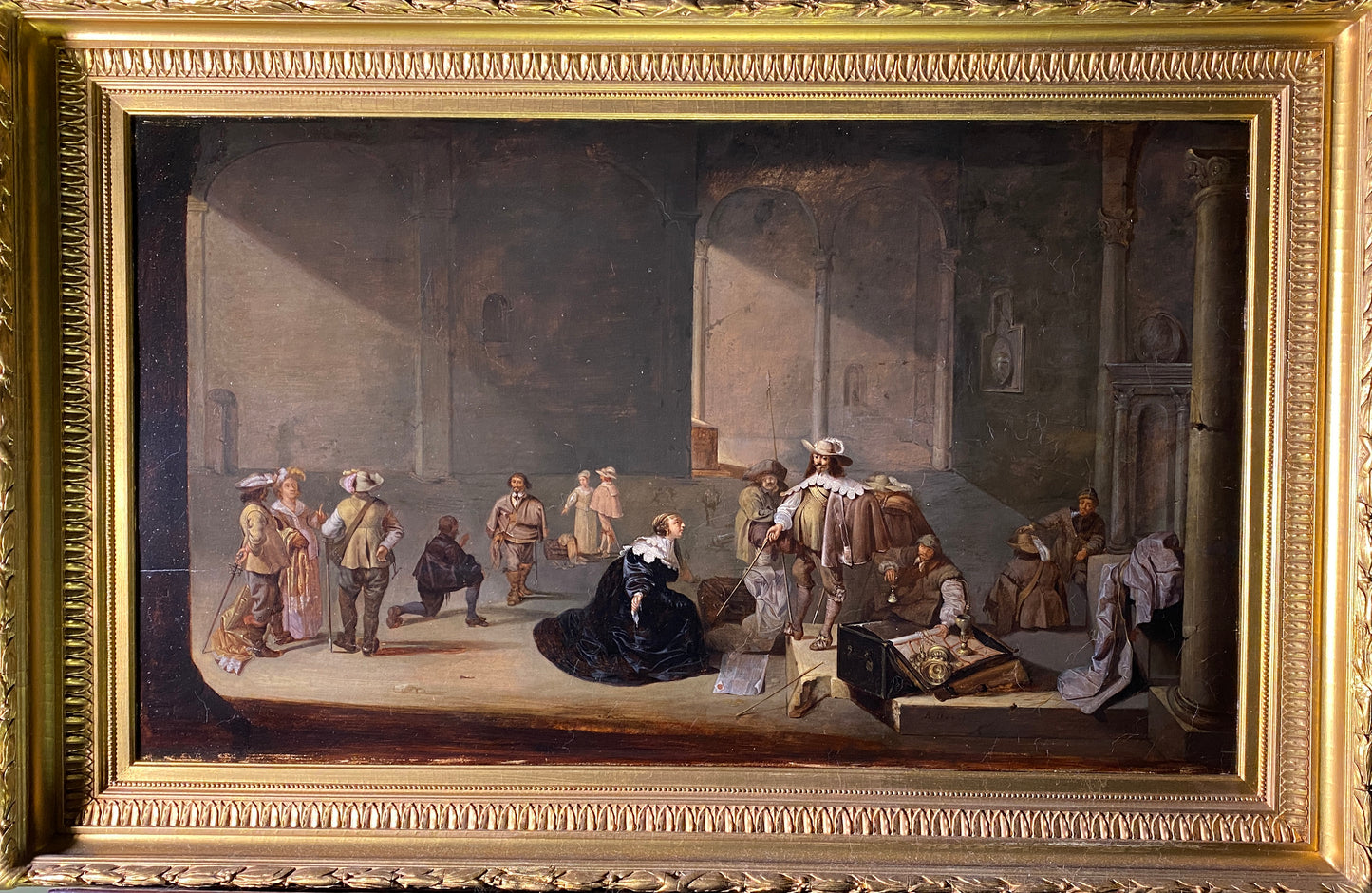 18th / 19th Century Henrietta Maria presenting herself with dowry to King Charles I of England Dutch Old Master