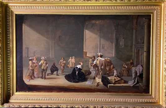 18th / 19th Century Henrietta Maria presenting herself with dowry to King Charles I of England Dutch Old Master