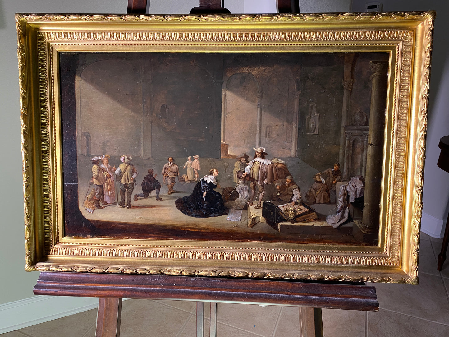 18th / 19th Century Henrietta Maria presenting herself with dowry to King Charles I of England Dutch Old Master