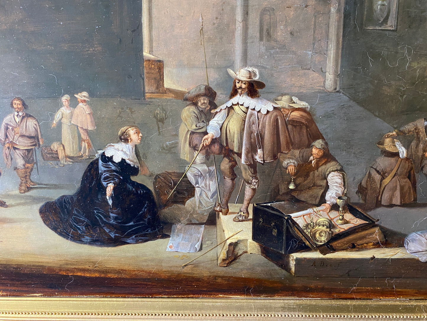 18th / 19th Century Henrietta Maria presenting herself with dowry to King Charles I of England Dutch Old Master