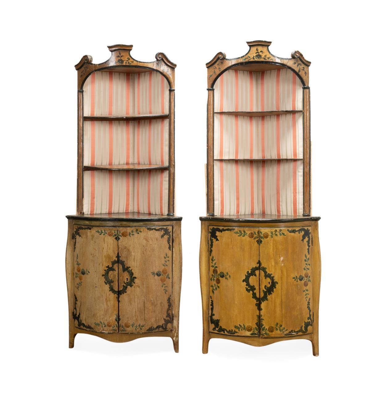 PAIR OF 18TH C. VENETIAN ROCOCO CORNER CUPBOARDS