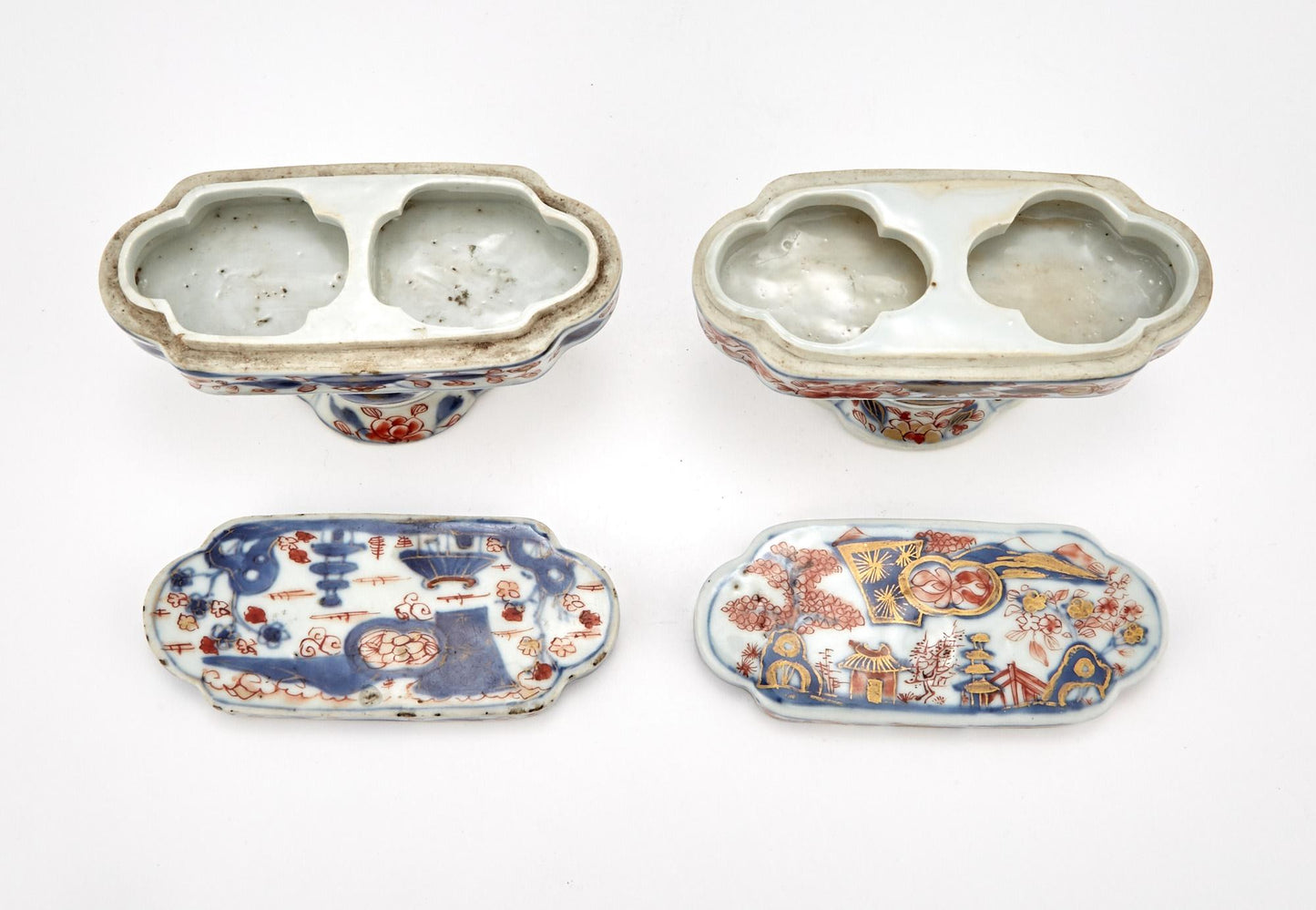 RARE: Pair of Chinese Imari Kangxi Covered Spice Boxes