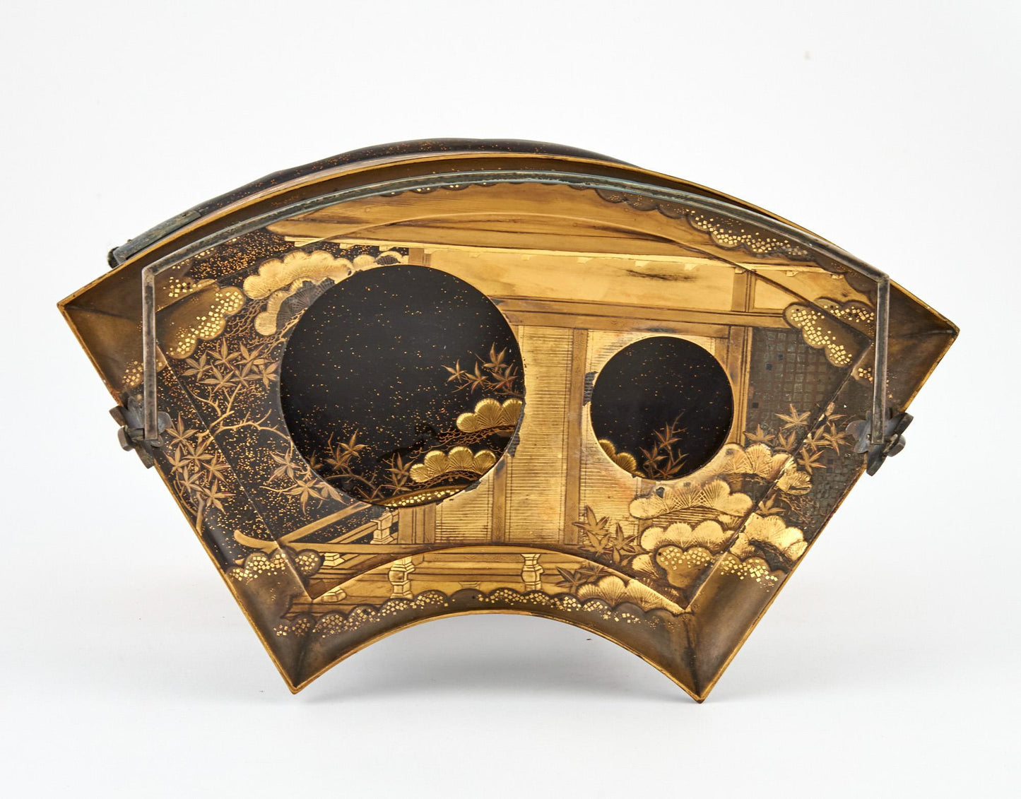 Japanese Meiji Period Silver and Lacquer Diminutive Cabinet-Form Case 12 Inches in Height