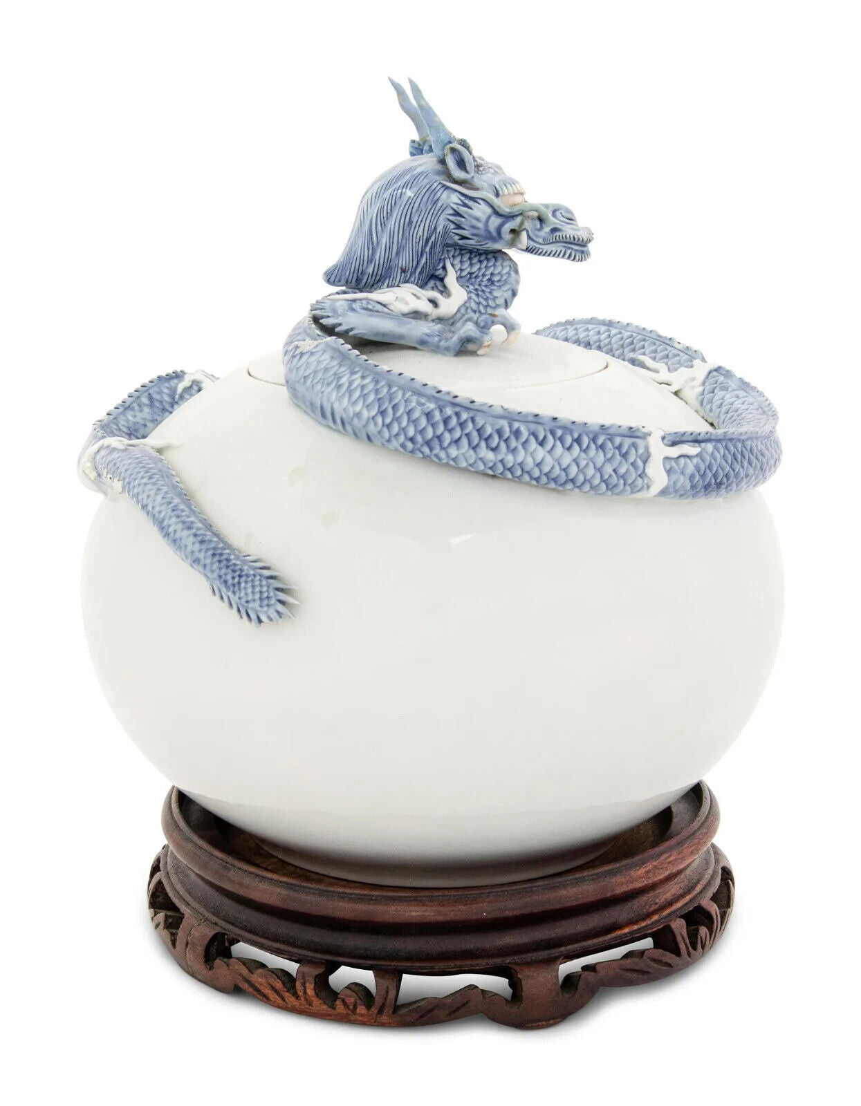 Japanese 19th Century Hirado Dragon on Pearl Covered Jar 10 5/8 Inches Height
