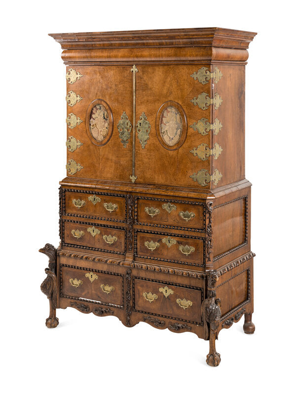 Dutch 17th Century Brass Mounted Walnut Cabinet on Chest