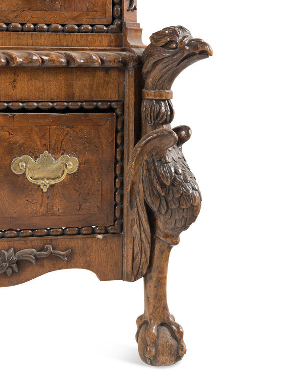 Dutch 17th Century Brass Mounted Walnut Cabinet on Chest