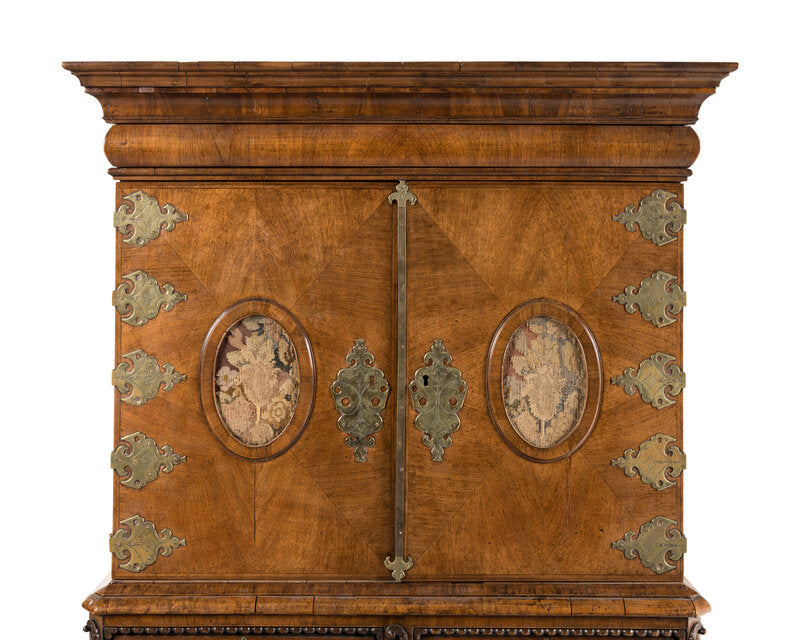 Dutch 17th Century Brass Mounted Walnut Cabinet on Chest