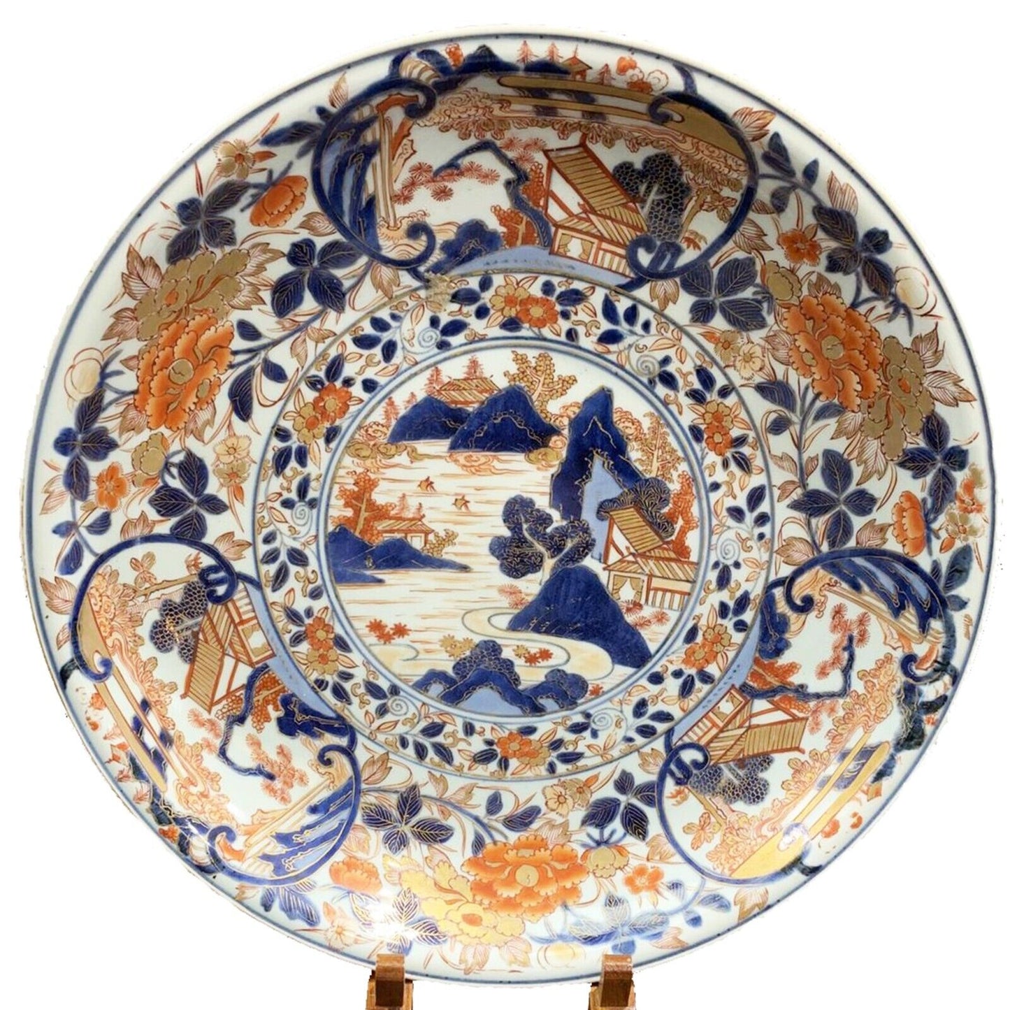 Circa 1725 Japanese Imari Charger 15 3/8 inch Diameter Edo Period