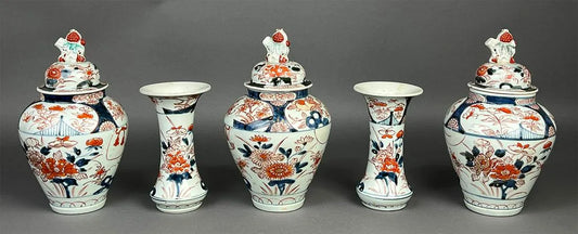 18th Century  Japanese Imari 5 Piece Garniture Set