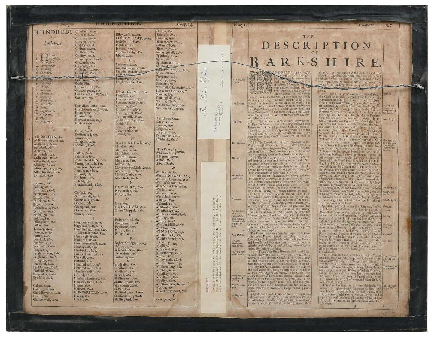 17TH CENTURY JOHN SPEED BARKSHIRE ENGLAND DESCRIBED MAP