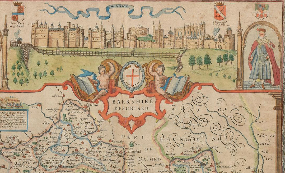 17TH CENTURY JOHN SPEED BARKSHIRE ENGLAND DESCRIBED MAP