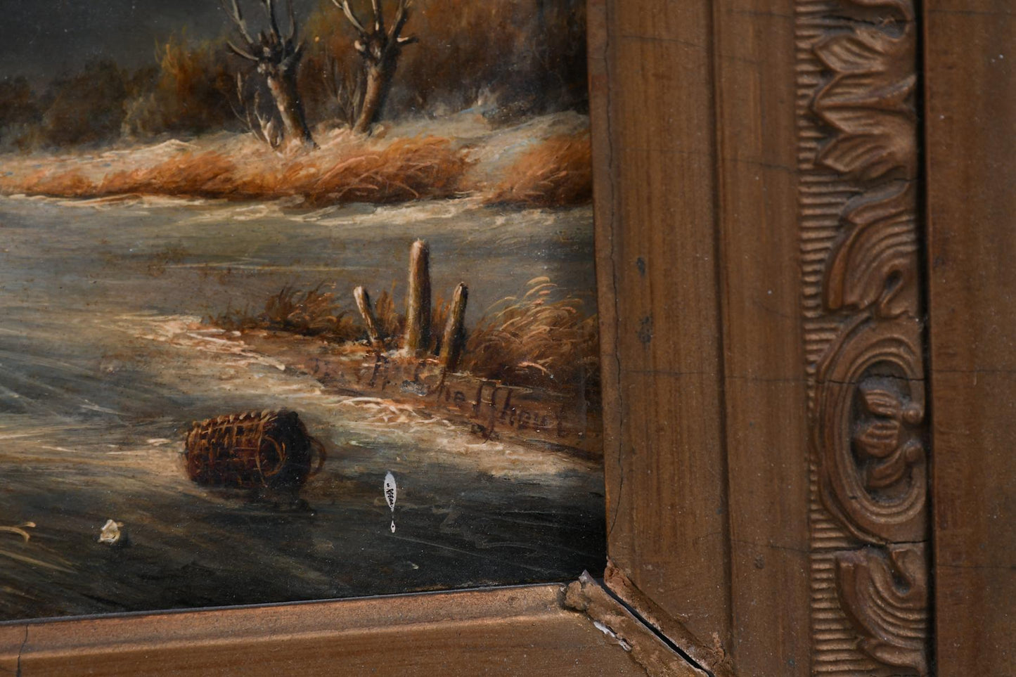 Andreas Schelfhout 1787 - 1870 Dutch Skating Painting Oil on Panel