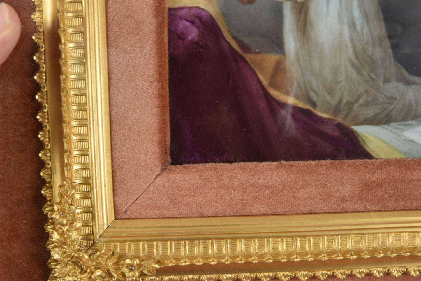 KPM Porcelain Plaque Young Girl in Prayer After Gabriel Max Signed A. Knoeller