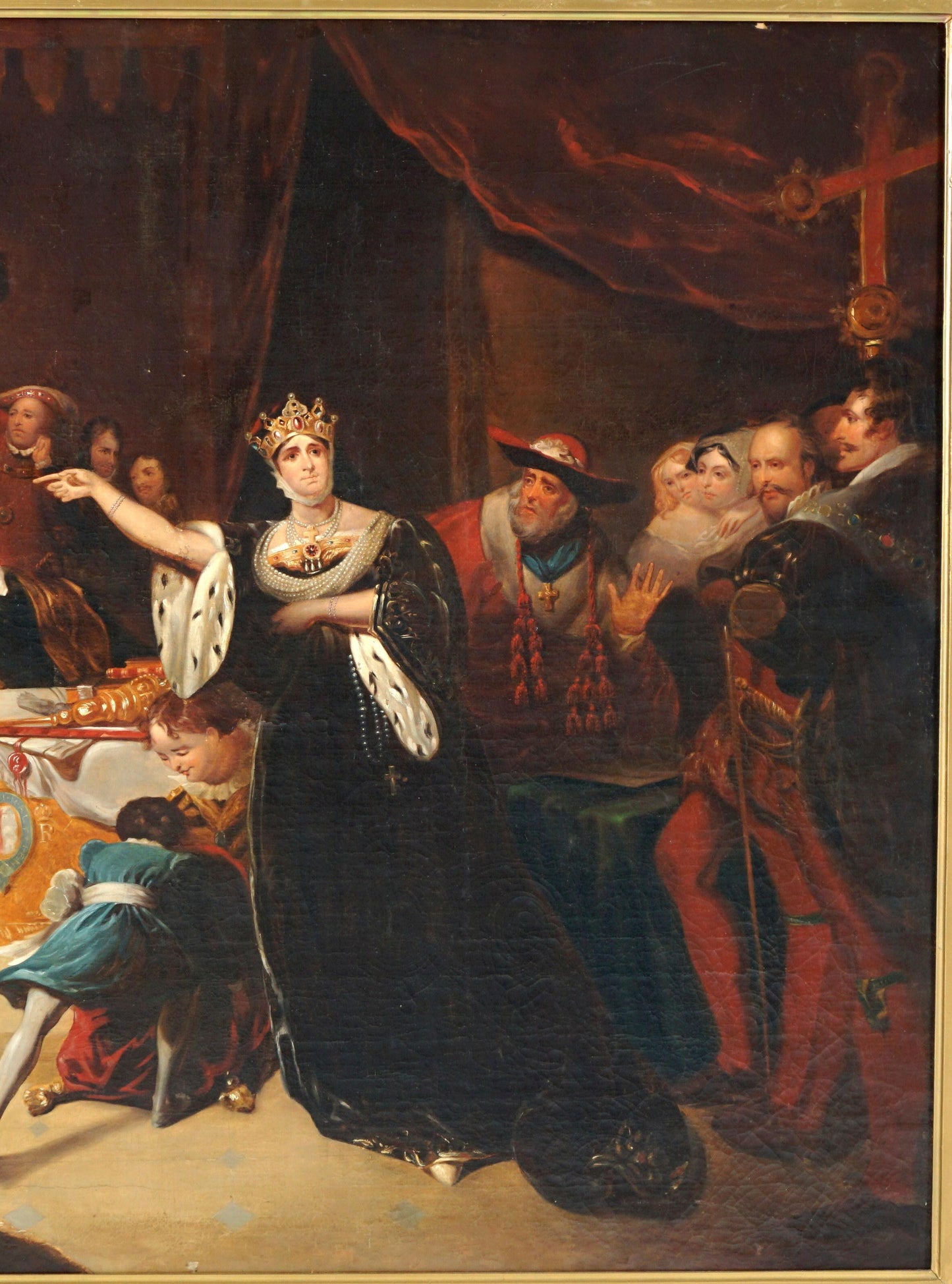 Trial of Queen Katherine  after Henry Harlow 19th Century Oil on Canvas