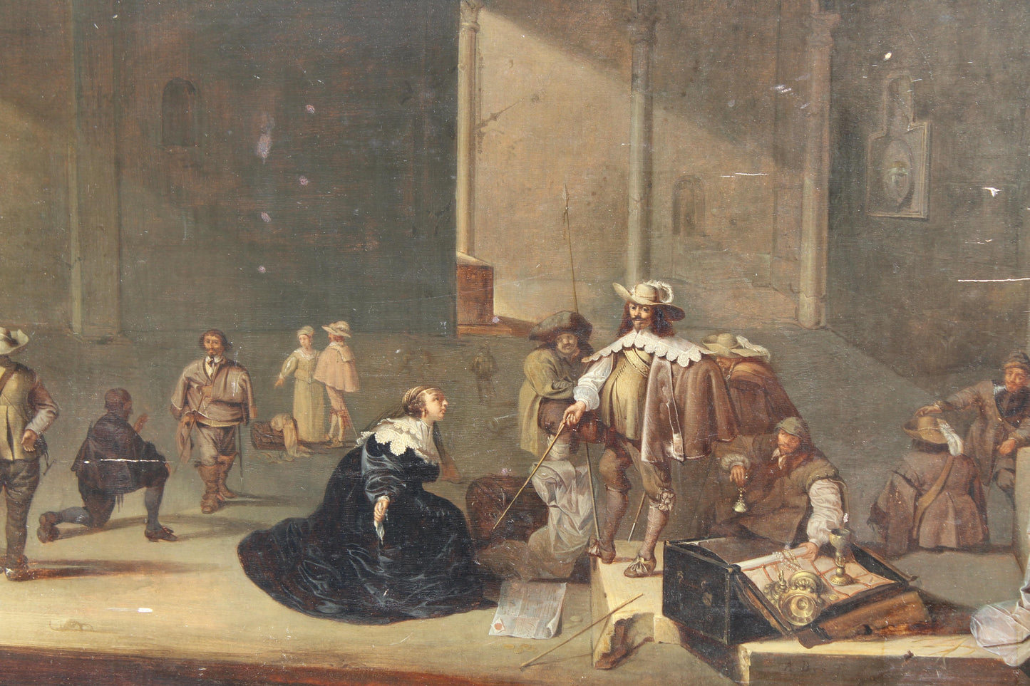 18th / 19th Century Henrietta Maria presenting herself with dowry to King Charles I of England Dutch Old Master