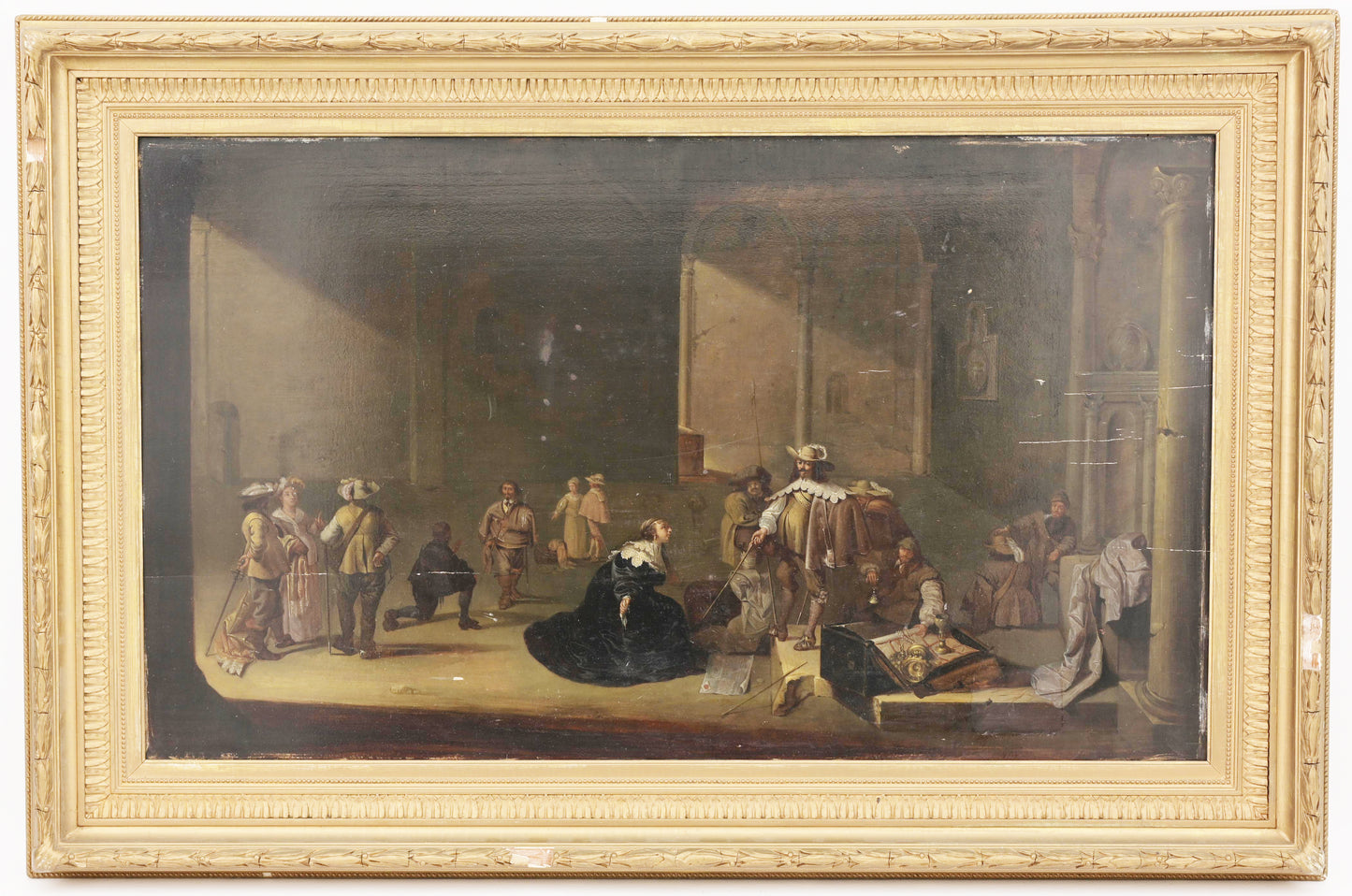 18th / 19th Century Henrietta Maria presenting herself with dowry to King Charles I of England Dutch Old Master