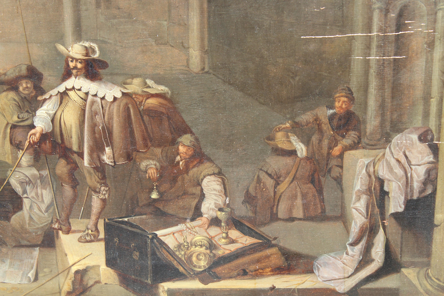 18th / 19th Century Henrietta Maria presenting herself with dowry to King Charles I of England Dutch Old Master