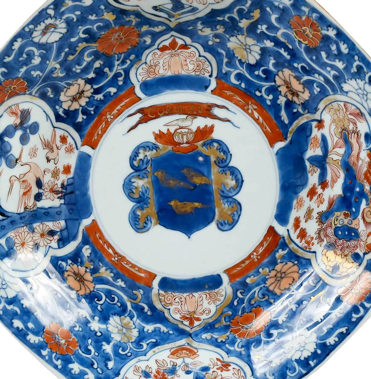 18th Century Chinese Export Armorial Charger 11 1/2 Inches for French Market "Corbeau"