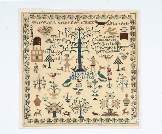 Americana 1861 ADAM AND EVE SAMPLER BY ALICE TAYLOR