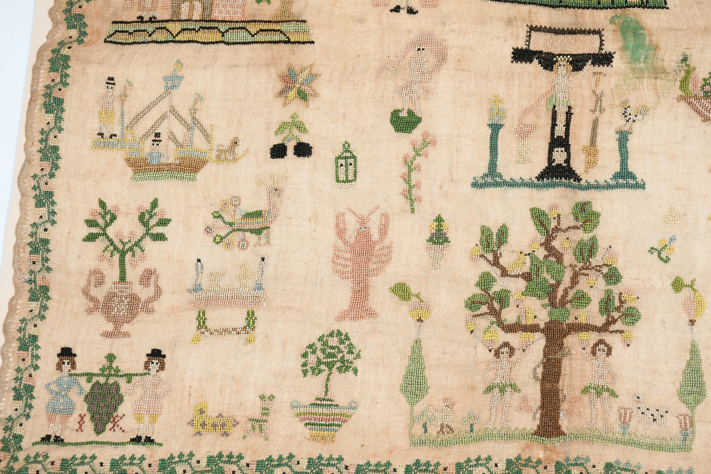 Americana 1823 ADAM AND EVE FOLK ART SAMPLER