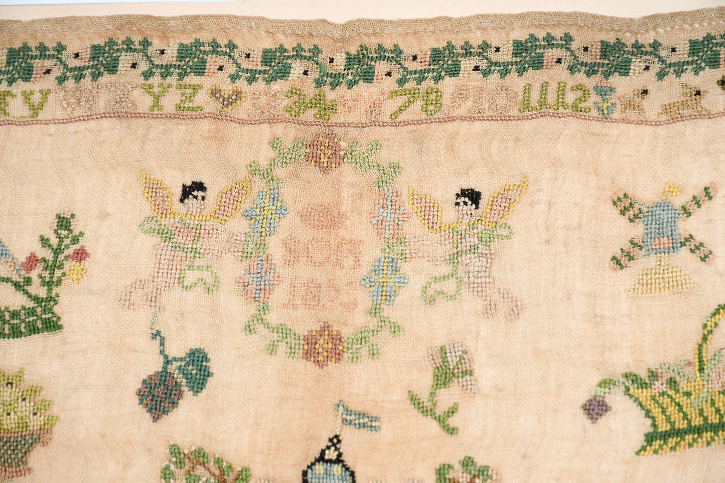 Americana 1823 ADAM AND EVE FOLK ART SAMPLER
