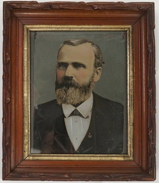 US 20th President James A. Garfield 19th Century Oil on metal painting. Unsigned