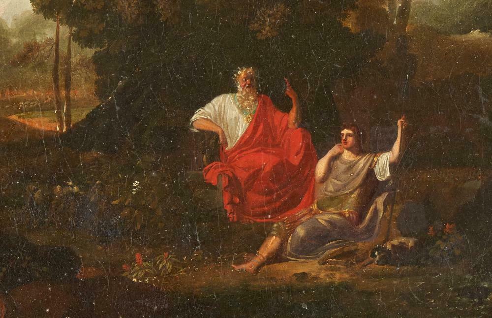 Telemachus and Mentor by Jacques Antoine Vallin (Paris, 1760-1831) oil on canvas