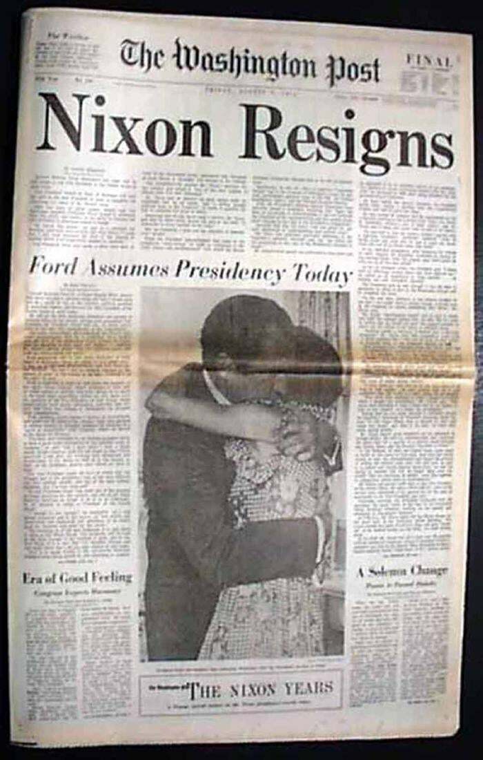 Washington Post Newspaper Print Plate "Nixon Resigns" Original August 9, 1974