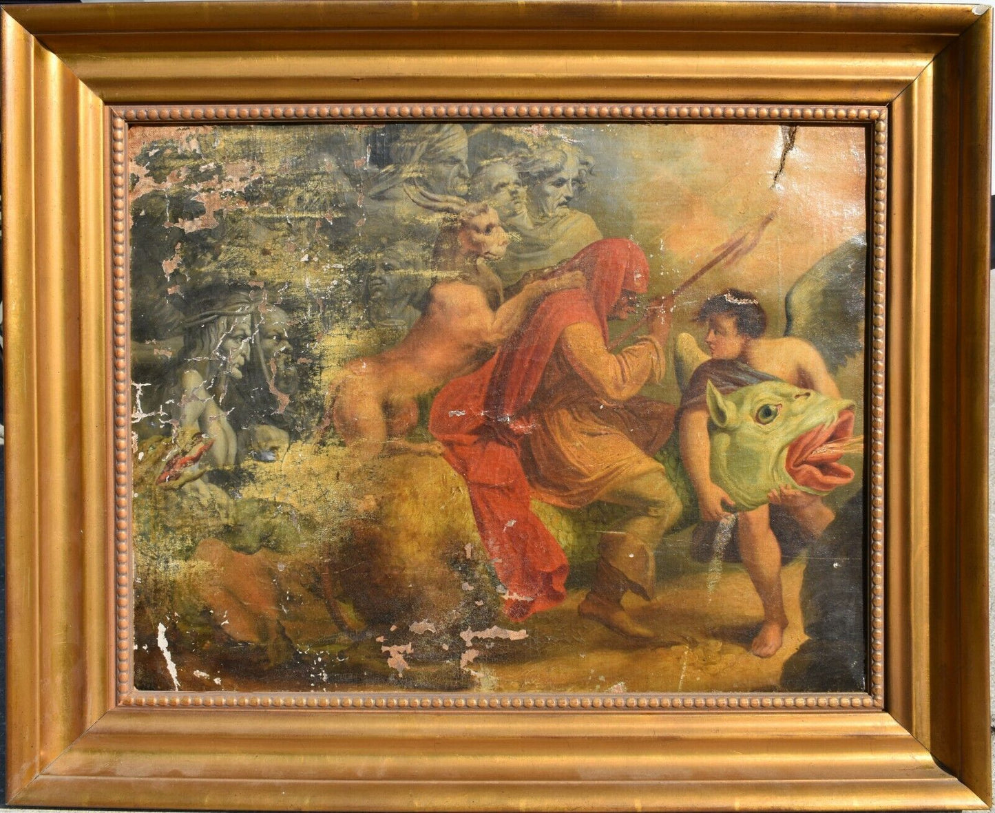 Witches Sabbath Painting After Parmigianino 1503 - 1540 18th century Oil Canvas Restored