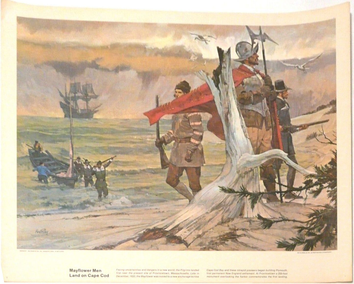 Mayflower Men Land on Cape Cod by Kenneth Riley Original Signed Painting