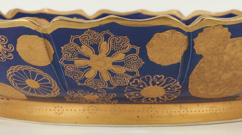 Japanese Meiji Satsuma Roosters Blue Ground Signed 18 Inch Charger