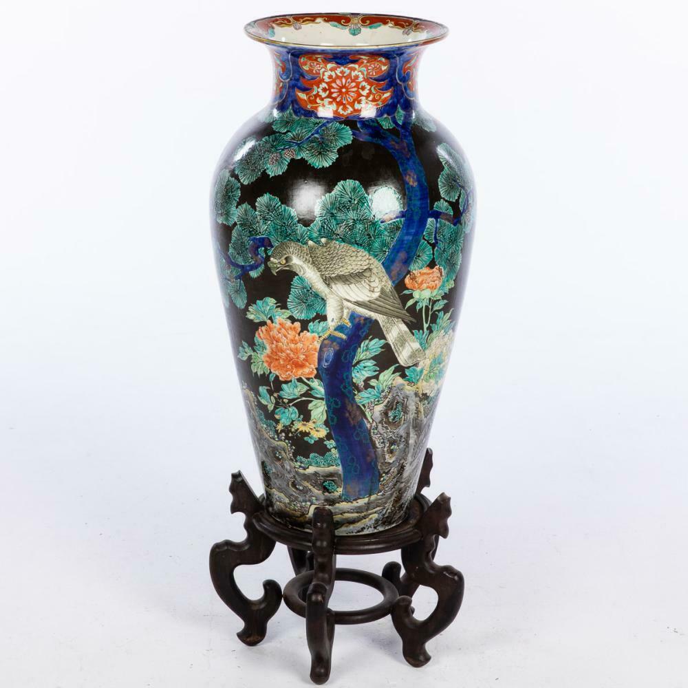19th C. Japanese Meiji Fukagawa Koransha Imari Floor Vase 29 1/2 Inch Height