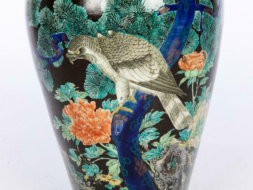19th C. Japanese Meiji Fukagawa Koransha Imari Floor Vase 29 1/2 Inch Height