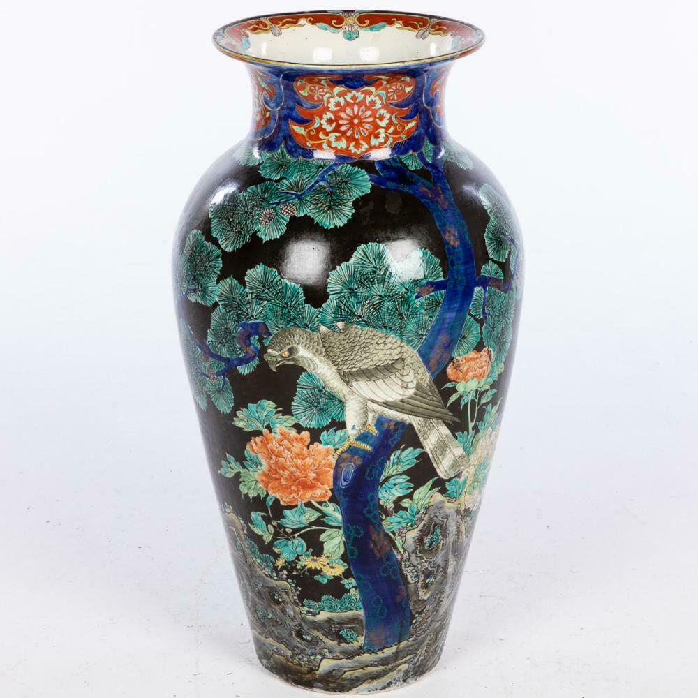 19th C. Japanese Meiji Fukagawa Koransha Imari Floor Vase 29 1/2 Inch Height