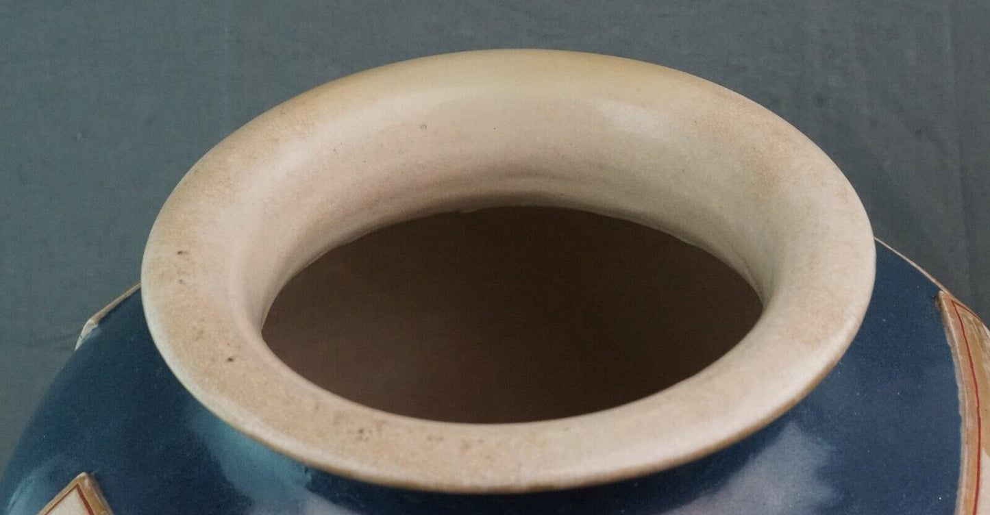 Edo 19C Imperial Satsuma Gosu Blue Vase Museum Quality 14 Inches Tall