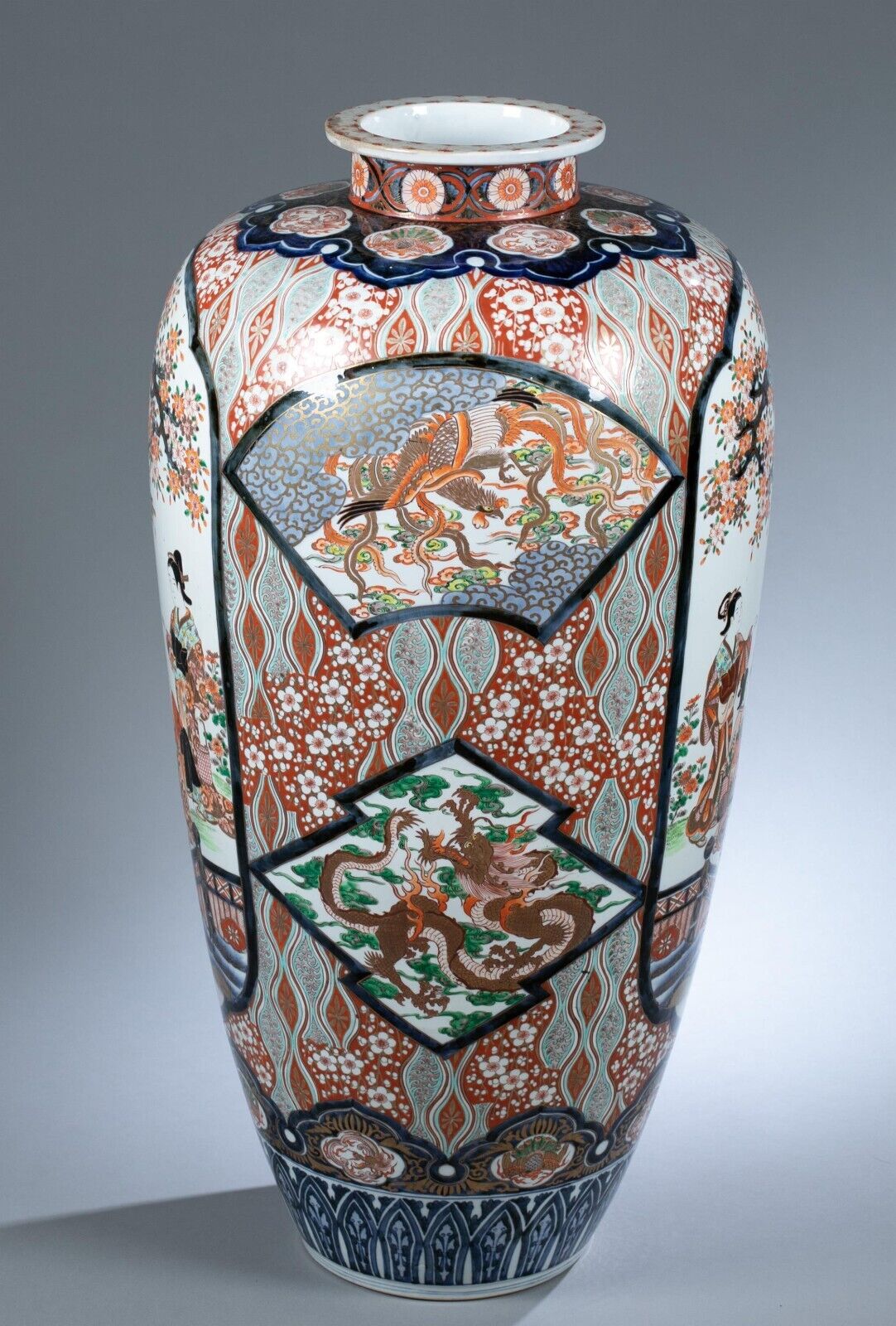 19th Century Japanese Imari Meiji 35 3/4 Inch Palace Floor Vase