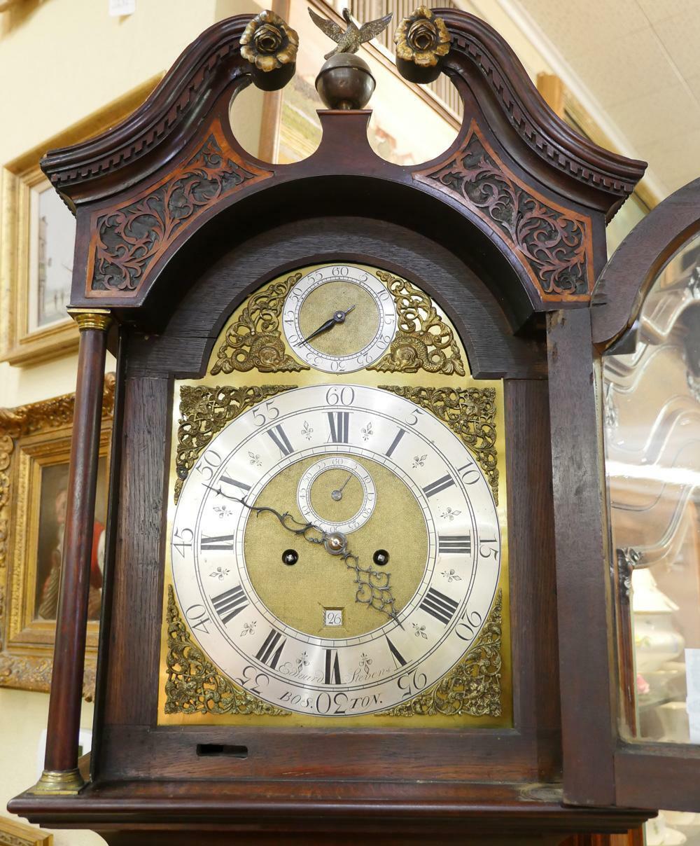 18TH Century Mahogany Longcase Grandfather Clock Edward Stevens Boston UK