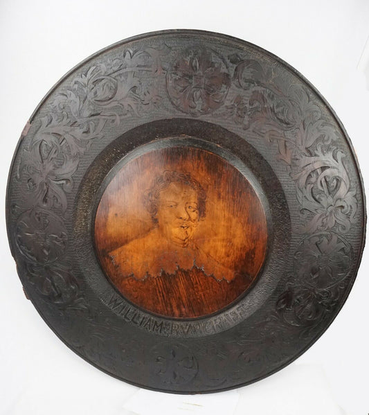 18th Century Wood Carved Portrait Of Noble William Burgraff English / German / Belgium over 3 Feet in Diameter