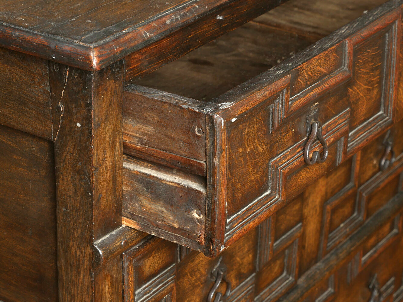 17th Century William and Mary 3 Drawer Chest On Straight Legs