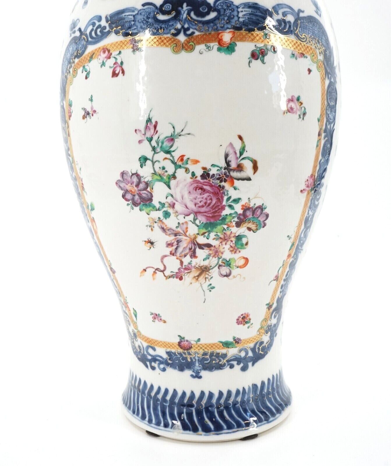 18th C Qianlong Famille Rose Chinese Export Baluster Vase 22 Inches in Height
