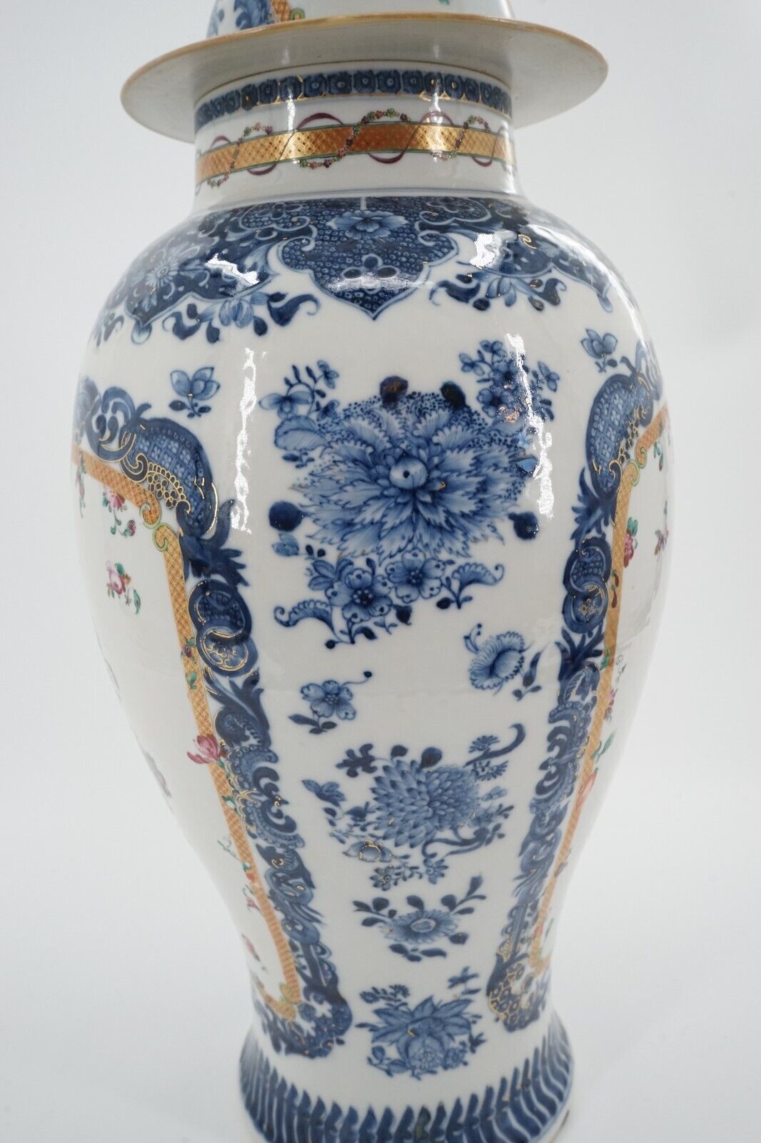 18th C Qianlong Famille Rose Chinese Export Baluster Vase 22 Inches in Height