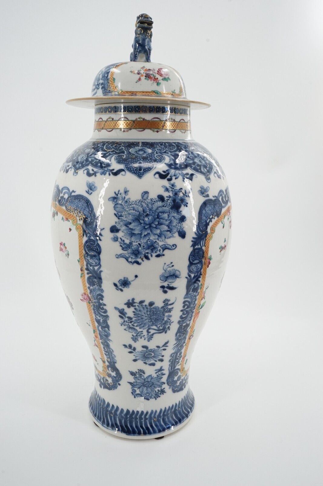 18th C Qianlong Famille Rose Chinese Export Baluster Vase 22 Inches in Height
