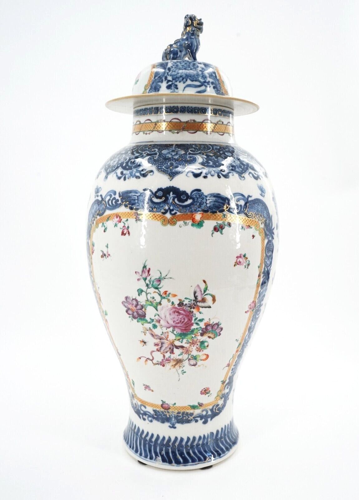 18th C Qianlong Famille Rose Chinese Export Baluster Vase 22 Inches in Height