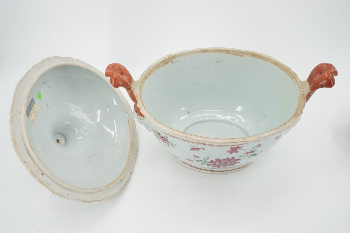 Chinese Export Famille Rose Qianlong Covered Tobacco Flower Tureen 14 3/4 Inches 1750