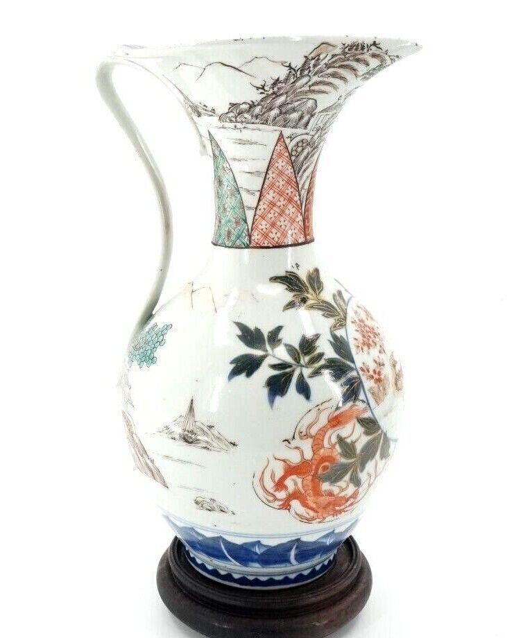 Japanese Edo Imari 18th Century Circa 1700 Pitcher Jug 13 Inches in Height
