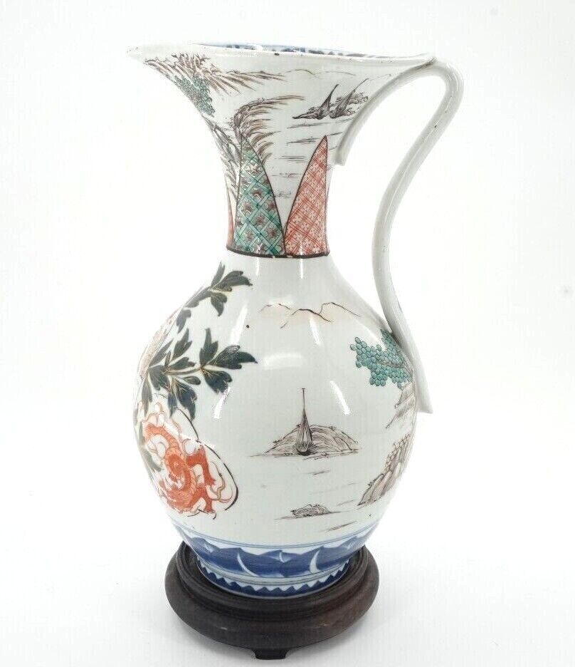 Japanese Edo Imari 18th Century Circa 1700 Pitcher Jug 13 Inches in Height