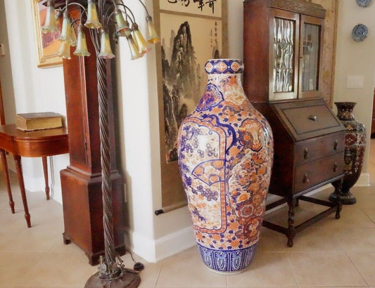 19th Century Japanese Imari Meiji 51 Inch Palace Floor Vase