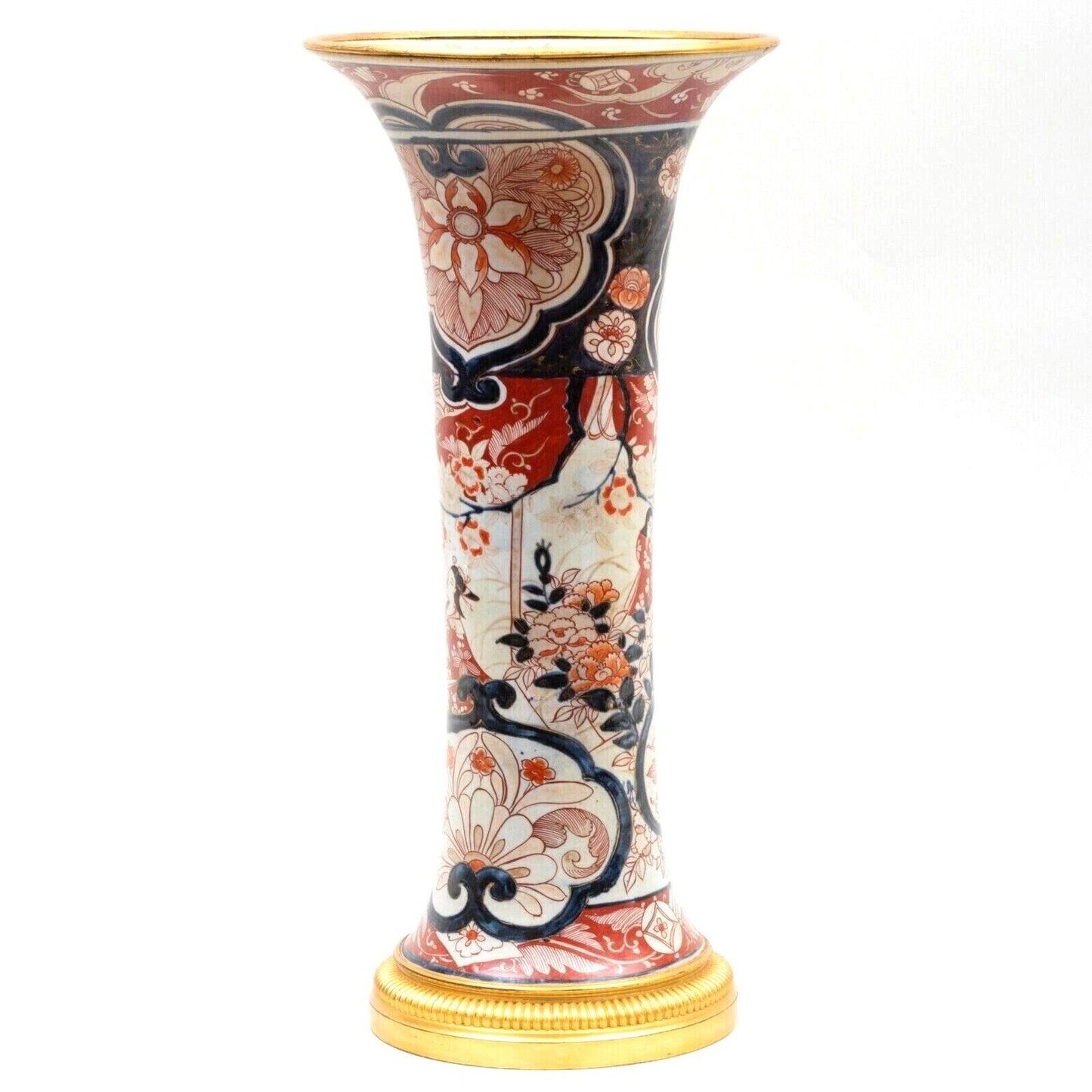 Japanese Imari 18th Century Trumpet Vase 23 inches in Height Edo Period Ormolu Gilded Mounts