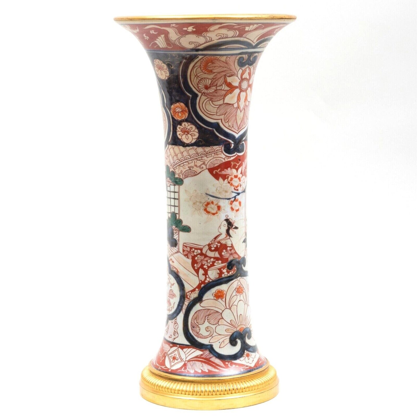 Japanese Imari 18th Century Trumpet Vase 23 inches in Height Edo Period Ormolu Gilded Mounts